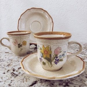 Vintage Mikasa Garden Club "Early Spring" Cup & Saucer Set of 2